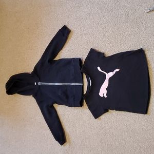 Set of 2, Puma t-shirt and Old Navy black full- zip hoodie, size 4T
